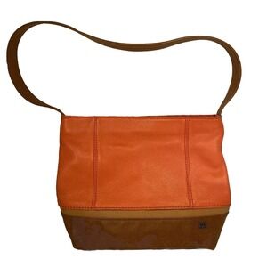 The Sak Purse Women‎ Shoulder Orange Brown 12x10 Leather Pebbled